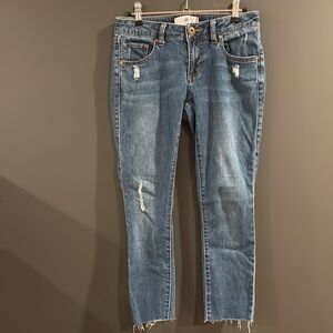 CAbi size 2 skinny Blue Ankle Cropped Distressed Jeans